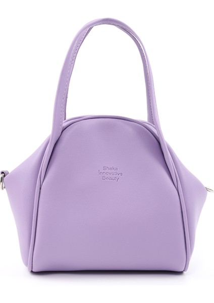 Lila SHK132 Suni Deri, Fermuarlı Tek Bölmeli, Çıtçıt Detaylı ,el, Kol ve Omuz Çantası