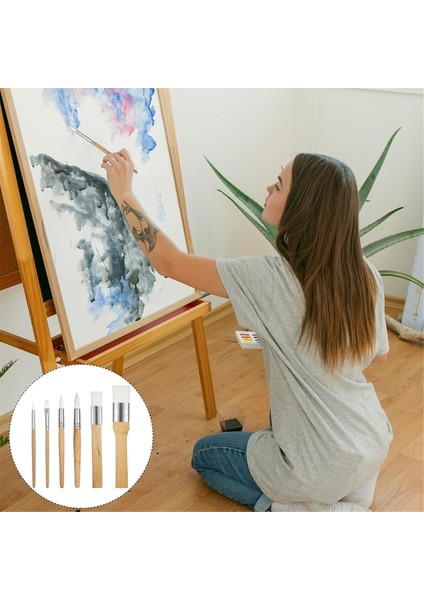 Sanat Boya Fırçası Seti 6 Parça Ahşap Boya Fırçaları Sanatçılar, Yetişkinler, Çocuklar, Vücut ve Yüz Boyama, Akrilik Boya Suluboya (Yurt Dışından) fırsatları