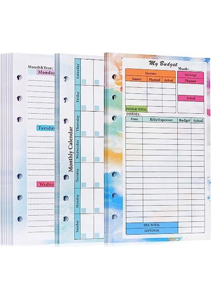 A6 Bütçe Planlayıcısı Yedek 82 Sayfa Aylık Haftalık Planlayıcı Not Defteri A6 Klasör Kapağı Için 6 Delikli Kaydet (Yurt Dışından)