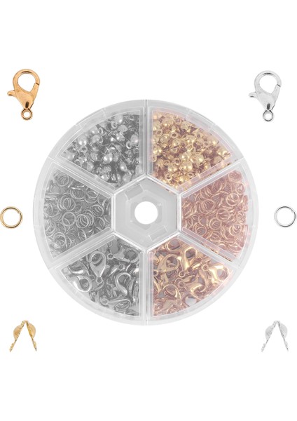 450 Adet/kutu Takı Yapımı Kitleri Istakoz Tokası Açık Halka Uçları Kıvrımlar Boncuk Kutusu El Yapımı Bilezik Kolye Bulguları (Yurt Dışından)