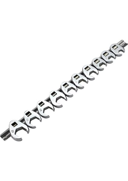 10 Adet 3/8 Inçlik Karga Ayağı Anahtarı 10 Ila 22 mm Metrik Sae Ingiliz Ölçüsü Krom Kaplamalı Ayaklı Açık Uçlu Anahtar (Yurt Dışından)