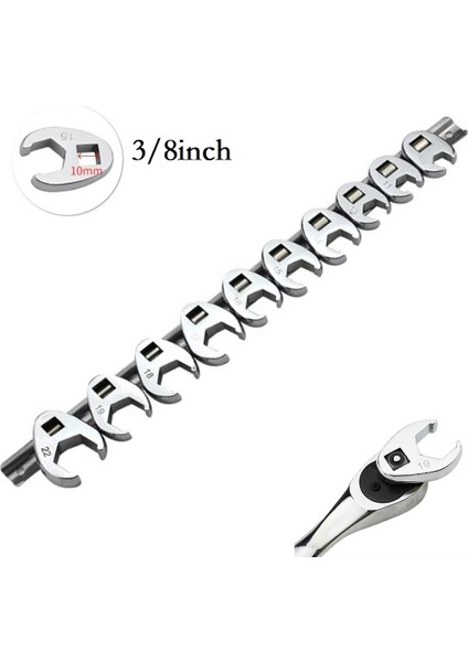 10 Adet 3/8 Inçlik Karga Ayağı Anahtarı 10 Ila 22 mm Metrik Sae Ingiliz Ölçüsü Krom Kaplamalı Ayaklı Açık Uçlu Anahtar (Yurt Dışından) fiyatları