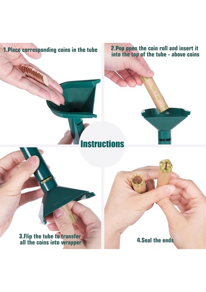 Madeni Para Ayırıcı Tüpler 4'lü Set Madeni Para Ambalajlı Çeşitli 100 Parça Çeyrek, On Sent, Nikel ve Peni Için (Yurt Dışından) fırsatları