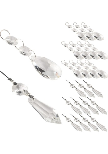 24 Parça Avize Kristal Prizma Kolye Seti 38 mm Şeffaf Damla Buz Sarkıtı Avize Kristalleri Parça Yedek Kristalleri (Yurt Dışından) fırsatları