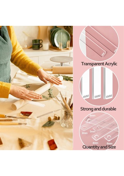 Çift Kil Oklava Kılavuzları 2/3/4/5/6 mm Hamur Kalınlığı Için Polimer Kil Kalınlık Cetveli Kil Merdane Aletleri (Yurt Dışından) fırsatları