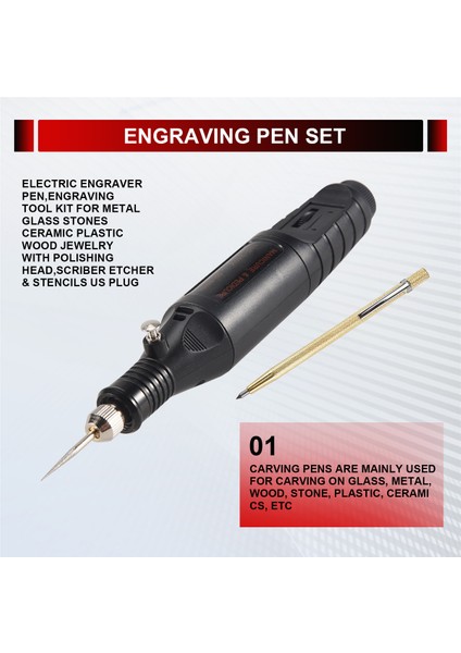 Elektrikli Gravür Kalemi, Metal, Cam Taşlar, Seramik, Plastik, Ahşap Takılar Için Parlatma Başlığı, Çizici, Aşındırıcı ve Şablonlar ile Gravür Alet Seti (Yurt Dışından) fırsatları