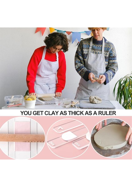 Çift Kil Oklava Kılavuzları 2/3/4/5/6 mm Hamur Kalınlığı Için Polimer Kil Kalınlık Cetveli Kil Merdane Aletleri (Yurt Dışından) indirimleri