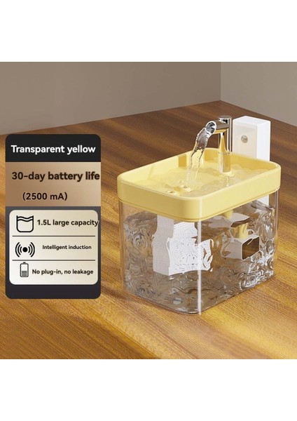 Otomatik Sirkülasyonlu Içme Suyu Sebili Fişsiz Kablosuz Indüksiyon Çeşmesi 1,5l Büyük Evcil Hayvan Su Çeşmesi B (Yurt Dışından) fiyatları