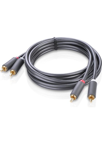 2 RCA - 2 RCA Ses Kablosu, 5 m, Antrasit, 10520