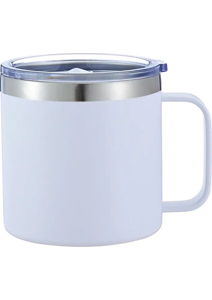 14 Oz Kahve Kupası, Kapaklı Vakum Yalıtımlı Kamp Kabini, Çift Duvar Paslanmaz Çelik Seyahat Dak Fincanı, Termal Kahve Kupa Kapasitesi: 301-400ML/RENK: Beyaz (Yurt Dışından)
