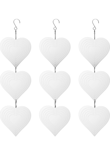 Paslanmaz Çelik Kuş Korkutucu Disk Seti, 3D Yansıtıcı Helix Rüzgar Döndürücüler Açık Bahçe Dekoru Bahçe Veranda Çiftlik-Kalp (Yurt Dışından)