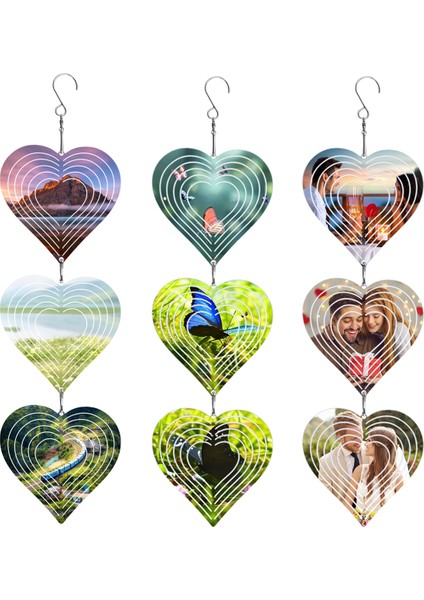 Paslanmaz Çelik Kuş Korkutucu Disk Seti, 3D Yansıtıcı Helix Rüzgar Döndürücüler Açık Bahçe Dekoru Bahçe Veranda Çiftlik-Kalp (Yurt Dışından) fiyatları