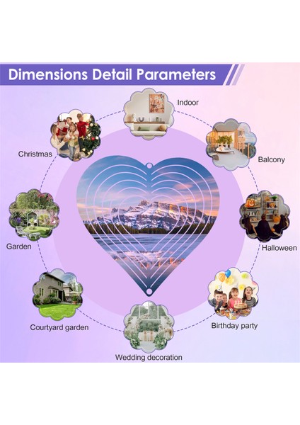 Paslanmaz Çelik Kuş Korkutucu Disk Seti, 3D Yansıtıcı Helix Rüzgar Döndürücüler Açık Bahçe Dekoru Bahçe Veranda Çiftlik-Kalp (Yurt Dışından) indirimleri
