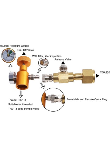 Soda Suyu Co2 Adaptörü Karbonatör Dolum Istasyonu Co2 Silindir Tankı Şişe Değişimi TR21-3 Ila W21.8-14 (Yurt Dışından) fiyatları