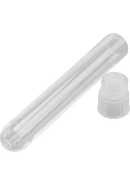 100 Adet Beyaz Vidalı Kapaklı Şeffaf Plastik Test Tüpleri Örnek Kapları Şişeler Basmalı Kapaklar 12X75MM (Yurt Dışından)