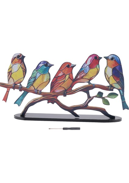 Dal Üzerindeki Vitray Kuşlar Masaüstü Süsleri, Çift Taraflı Çok Renkli Stil Kuş Renkleri Süsleri, D (Yurt Dışından) modelleri