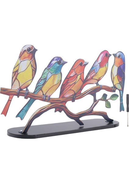 Dal Üzerindeki Vitray Kuşlar Masaüstü Süsleri, Çift Taraflı Çok Renkli Stil Kuş Renkleri Süsleri, D (Yurt Dışından) fırsatları