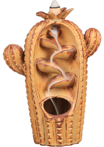 Geri Akış Tütsü Brülör Tütsü Brülör Kaktüs Geri Akış Tütsü Brülör Tütsü Seramik El Sanatları Süsler Kahverengimsi Sarı (Yurt Dışından)