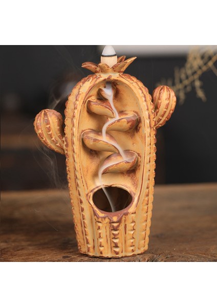 Geri Akış Tütsü Brülör Tütsü Brülör Kaktüs Geri Akış Tütsü Brülör Tütsü Seramik El Sanatları Süsler Kahverengimsi Sarı (Yurt Dışından) fırsatları