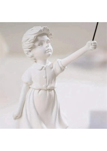 Balonlu Küçük Kız Figür Heykel Heykel Oturma Odası Çalışma Odası Yatak Odası Dekor Ev Masa Dekorasyonu Beyaz (Yurt Dışından) fırsatları