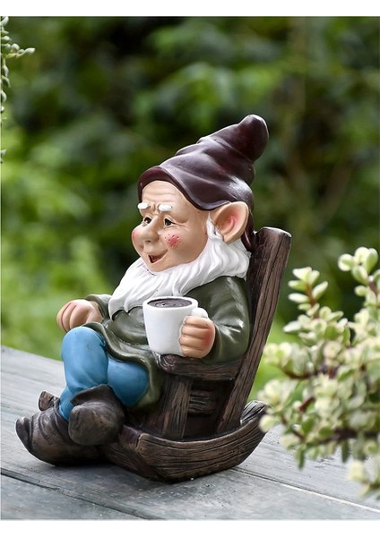 Gnome Cüce Sallanan Sandalye Süsü Reçine Açık Bahçe Dekorasyonu Patio Rahatça Çay Içmek Tembel Dekorasyon (Yurt Dışından) fırsatları