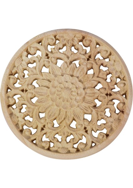 Oyma Çiçek Oyma Yuvarlak Ahşap Aplikler Mobilya Dolabı Boyasız Ahşap Pervaz Çıkartması Dekoratif Heykelcik (Yurt Dışından)