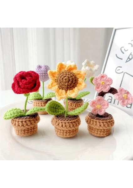 C El Örgüsü Çiçekler Saksı Tığ Işi Yapay Bitkiler Bitmiş Dokuma Hediye (Yurt Dışından) fiyatları