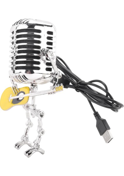 Retro Stil Vintage Mikrofon Robot Masa Lambası, Vintage Mikrofon Robot Dokunmatik Dimmer Lamba Masa Lambası Sarı (Yurt Dışından) fiyatları