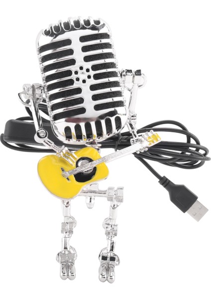 Retro Stil Vintage Mikrofon Robot Masa Lambası, Vintage Mikrofon Robot Dokunmatik Dimmer Lamba Masa Lambası Sarı (Yurt Dışından) modelleri