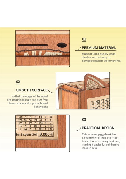 Para Biriktirme Kutusu, Para Hedefli ve Rakamlı Ahşap Para Kutusu, Sayaçlı Tasarruf Zorlukları Para Kutusu, A (Yurt Dışından) fırsatları