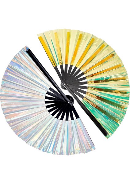 2 Adet Holografik Övgüler Fan Katlanır El Fan Dekoratif Katlanır Fanlar Katlanır Fan Kadın Erkek Cadılar Bayramı Pride Kıyafetler (Yurt Dışından)