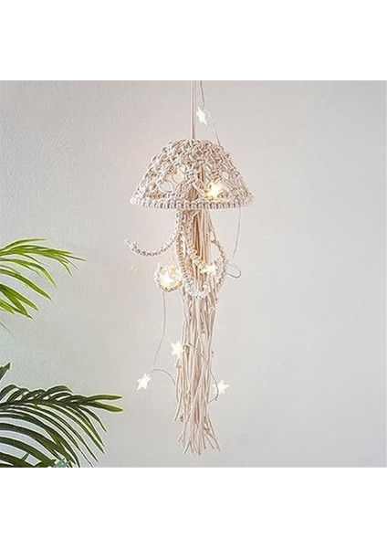 Makrome Duvar Askısı, Yıldız Işıklı Denizanası Rüya Yakalayıcı, Duvar Sanatı Dekoru Güzel Apartman Odası Kapı Dekorasyonu (Yurt Dışından) indirimleri