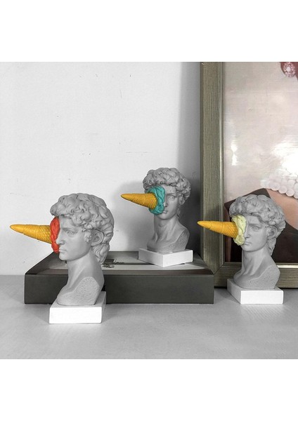 Dondurma Smashing David Heykeli Avrupa Modern Basit David Kafa Büstü Heykeli Yatak Odası Oturma Odası Sundurma Masaüstü Dekor A (Yurt Dışından) fiyatları