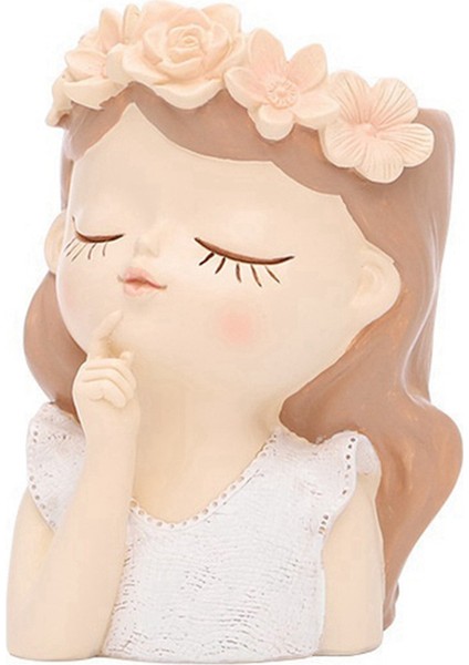 Sevimli Sukulent Saksı Drenaj Deliği Kız Yüz Saksısı Büyük Reçine Bayan Baş Saksı Uzun Çiçek Vazoları (Yurt Dışından) fırsatları