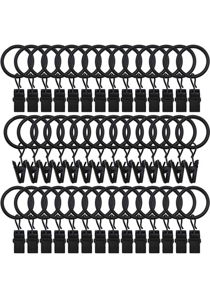 42 Paket Perde Halkası, Klipsli, Dekoratif Perdeler, Pas, Retro, 1 Inç, Iç Çap, Siyah (Yurt Dışından)