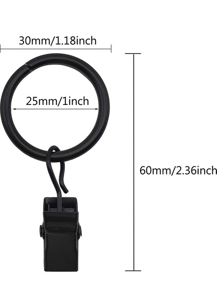 42 Paket Perde Halkası, Klipsli, Dekoratif Perdeler, Pas, Retro, 1 Inç, Iç Çap, Siyah (Yurt Dışından) fiyatları