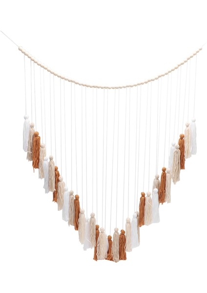 Makrome Duvar Askı-Büyük Makrome Duvar Askı Ahşap Boncuklu-Yatak Odası ve Oturma Odası Için Bohem Duvar Dekoru Kahverengi (Yurt Dışından)