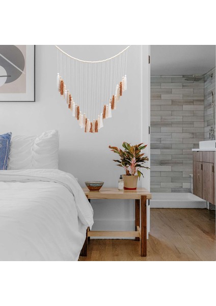 Makrome Duvar Askı-Büyük Makrome Duvar Askı Ahşap Boncuklu-Yatak Odası ve Oturma Odası Için Bohem Duvar Dekoru Kahverengi (Yurt Dışından) fiyatları
