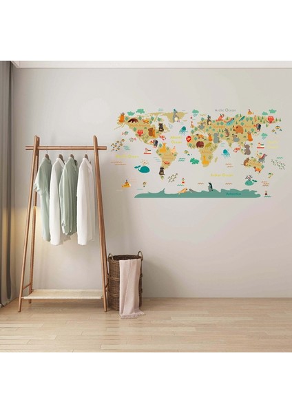 Karikatür Hayvanlar Dünya Haritası Duvar Çıkartmaları Dıy Duvar Kağıdı Çocuk Odası Yatak Odası Kreş Duvar Dekor Duvar Çıkartmaları Ev Dekor (Yurt Dışından) indirimleri