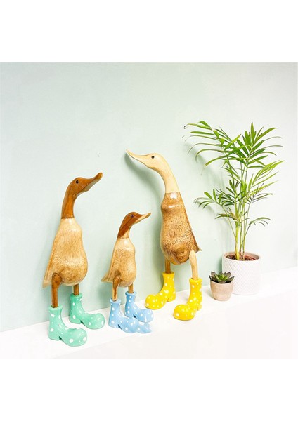 Reçine Ördek Heykeli Bahçe Heykeli Sevimli Karikatür Ördekler Benekli Çizmeler Giyiyor Iyi Şanslar Heykelciği Yeşil-S (Yurt Dışından) fırsatları