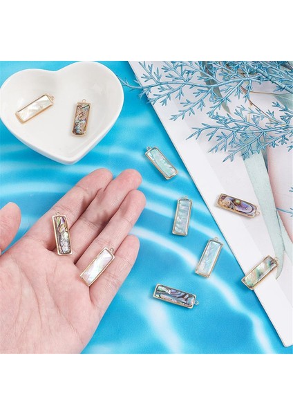 10 Adet 2 Renk Abalone Kabuğu Kolye Doğal Kabuk Takıları Deniz Kabuğu Kolye Dikdörtgen Kabuk Sarkan Takılar (Yurt Dışından) modelleri