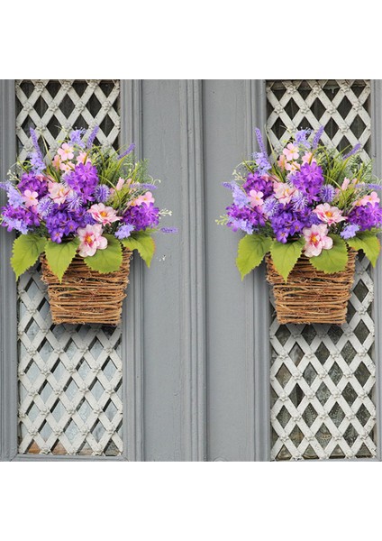 Ortanca Kapı Askısı Sepet Çelengi, Yabani Çiçekler Kapı Askısı Sepet Çelengi, Ön Kapı Güzel Yapay (Yurt Dışından) modelleri