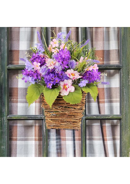 Ortanca Kapı Askısı Sepet Çelengi, Yabani Çiçekler Kapı Askısı Sepet Çelengi, Ön Kapı Güzel Yapay (Yurt Dışından) indirimleri