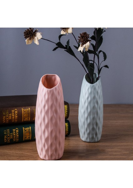 Nordic Plastik Vazo Anti-Düşüş Basit Çiçek Vazosu Taklit Seramik Çiçek Saksısı Dekorasyonu Ev Vazosu Ev Dekoru, Yeşil (Yurt Dışından) modelleri