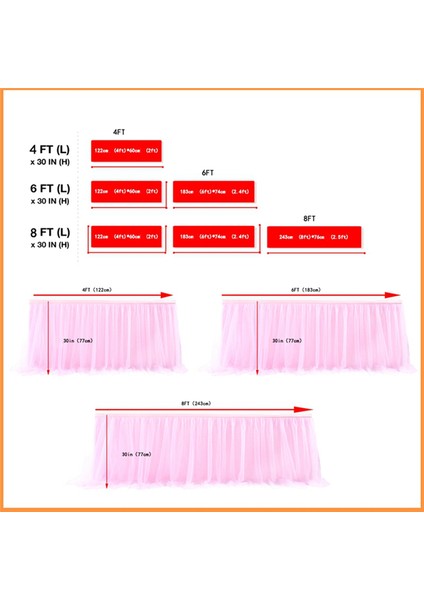 Tül Masa Eteği Masa Örtüsü Pembe Doğum Günü Düğün Dekor Masa Örtüsü Pasta Tatlı Düzenlemesi (8ft) (Yurt Dışından) fiyatları