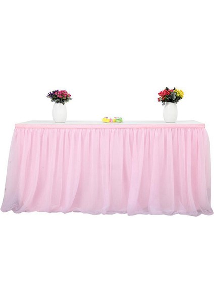 Tül Masa Eteği Masa Örtüsü Pembe Doğum Günü Düğün Dekor Masa Örtüsü Pasta Tatlı Düzenlemesi (8ft) (Yurt Dışından) indirimleri