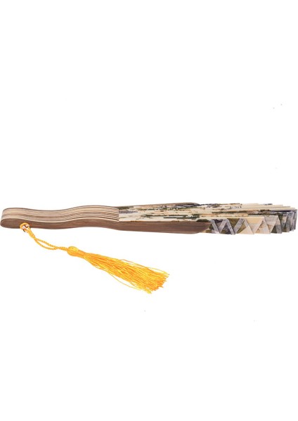 Klasik Tarz Şakayık Çiçeği Kumaş Bambu Katlanır Dans El Fanı Bej (Yurt Dışından) modelleri