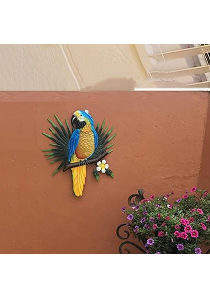 Metal Papağan Duvar Sanatı Dekoru Açık Hava Kuşları Duvar Çit Dekorasyonları Açık Hava Bahçe Dekorasyonları Için Renkli Papağan Figürü A (Yurt Dışından) fiyatları
