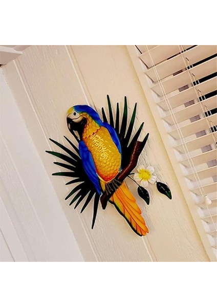 Metal Papağan Duvar Sanatı Dekoru Açık Hava Kuşları Duvar Çit Dekorasyonları Açık Hava Bahçe Dekorasyonları Için Renkli Papağan Figürü A (Yurt Dışından) modelleri