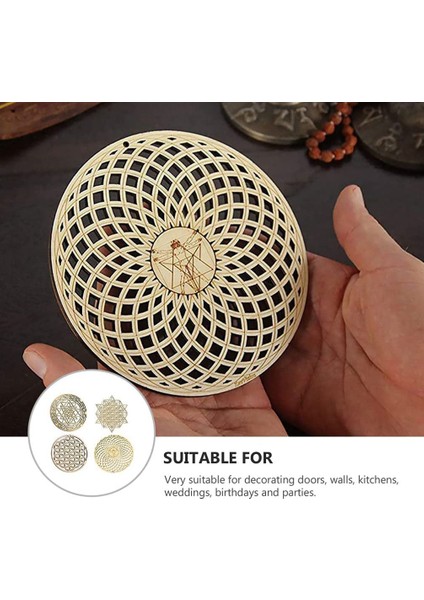 4 Adet Kutsal Geometri Duvar Sanat Çiçek Yaşam Izgara Ahşap Accent Dekor Ahşap Kristal Izgara Kurulu Ahşap Duvar Heykel (Yurt Dışından) fiyatları